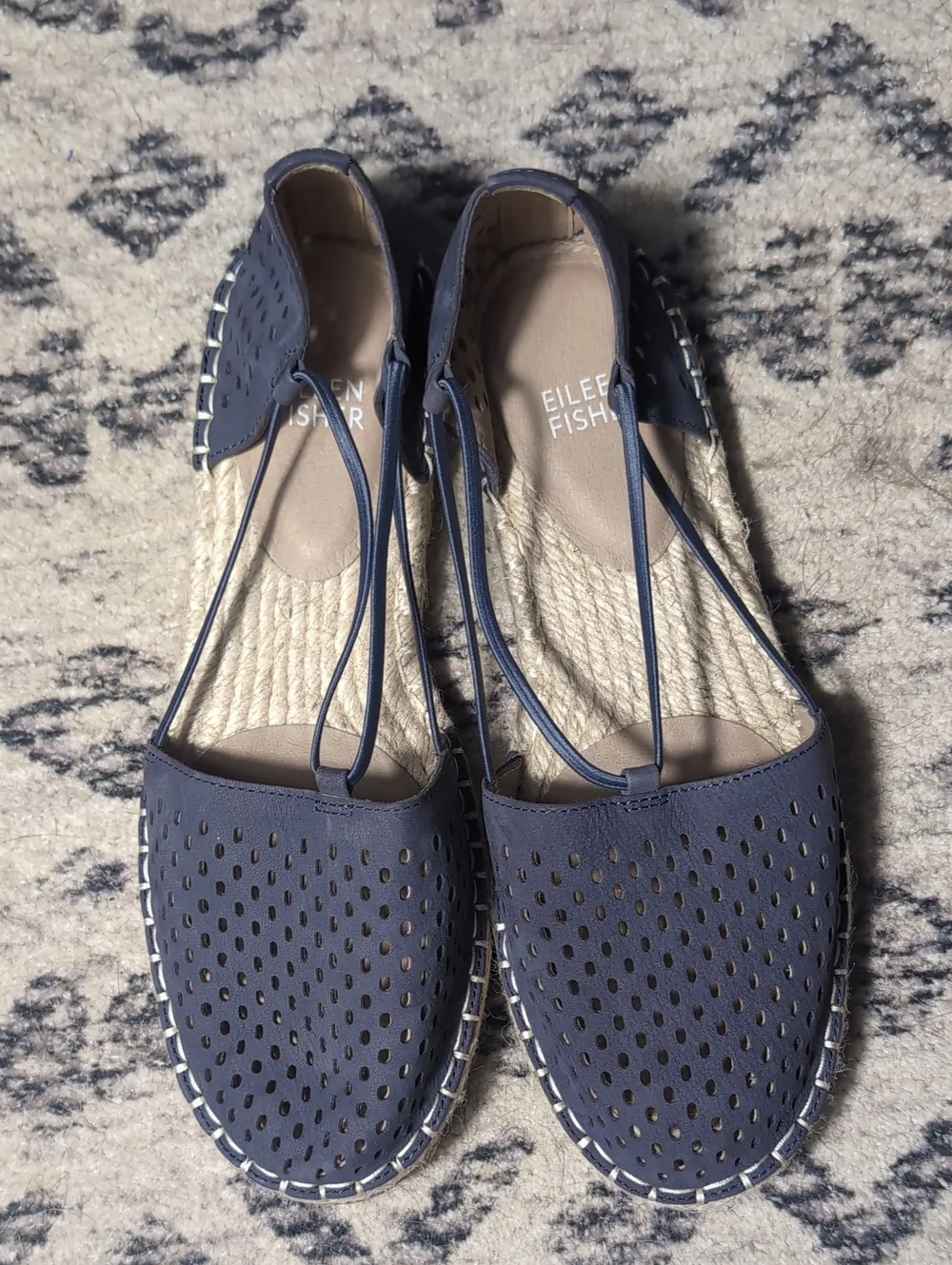 Eileen Fisher Lee 2 Bluee Espadrille Flat, 7.5 Narrow Fit.